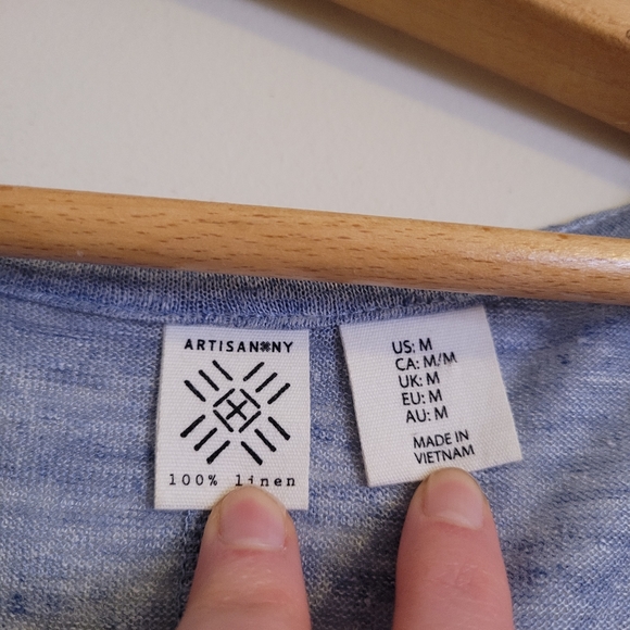 Artisan NY 100% Linen Open Front Lightweight Cardigan Blue - Picture 6 of 13